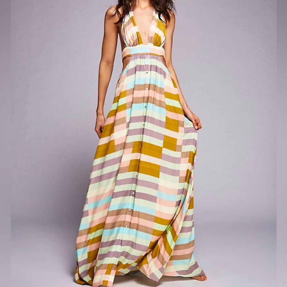 Mara Hoffman Multicolor Flag Dress Sage -Size 4